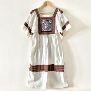 vintage boho embroidered kimono sleeve midi dress